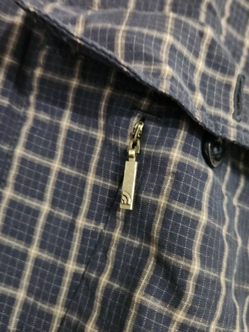Streetwear The North Face Plaid Polo Pocket Shirt Navy Blue Men's XL